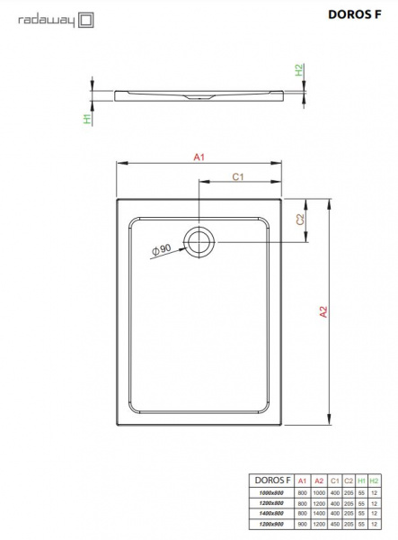 Фото поддон акриловый radaway doros f 100x70 см sdrf1070-01