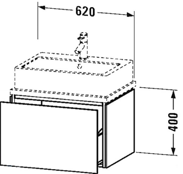 Фото тумба под раковину duravit l-cube 62 см, цвет: белый глянец lc580002222