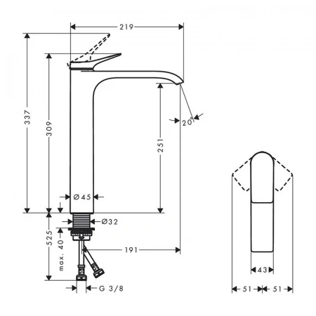 Фото смеситель для раковины hansgrohe vivenis 75042670_vstv