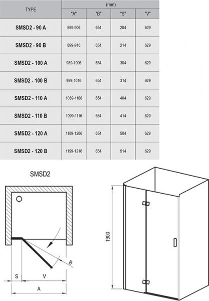 Фото душевая дверь ravak smartline smsd2-100 100 см 0spaba00z1
