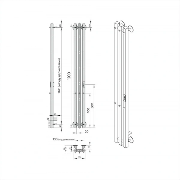 Фото электрический полотенцесушитель indigo  style 4 pro 120/18 lspre120-18wmrt
