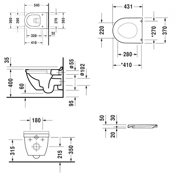 Фото унитаз подвесной безободковый duravit starck 3 45270900a1 (2527090000+006389)