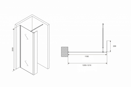 Фото душевая стенка abber immer offen 120 см ag66120b (распродажа)