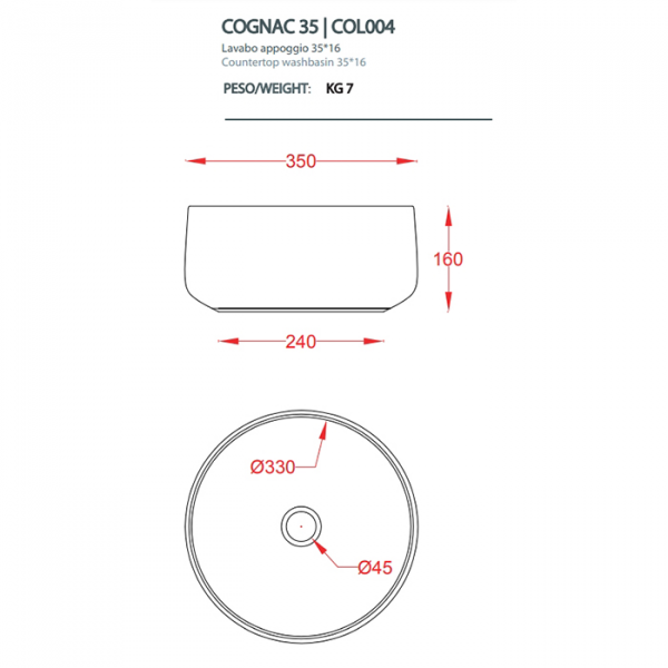 Фото раковина накладная artceram cognac 42 см col004 44 00