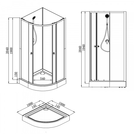Фото душевая кабина loranto neo 100x100 см cs-21800bp-100