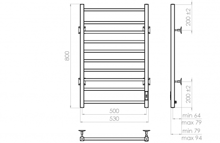 Фото электрический полотенцесушитель vincea vtd-1lbe 80x50 см