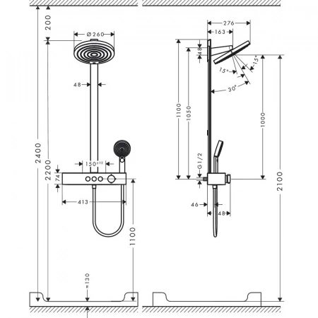 Фото душевая стойка hansgrohe pulsify 24240000