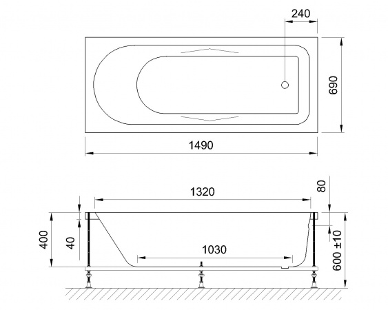Фото акриловая ванна royal bath tudor standart rb407700st 150x70 см