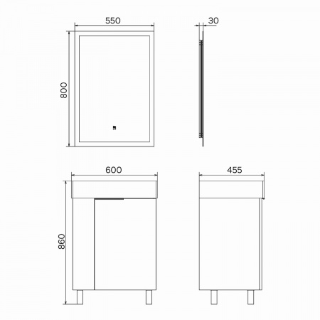 Фото тумба с раковиной comforty асти 60 см 00-00019190