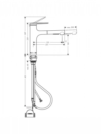 Фото смеситель для кухонной мойки hansgrohe zesis 74804670