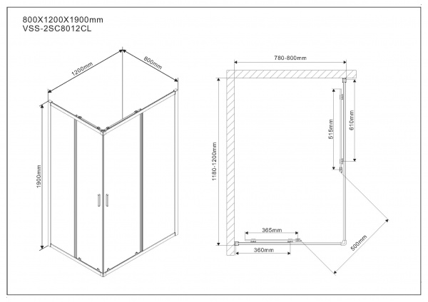 Фото душевой уголок vincea scala 120x80 см vss-2sc8012cl