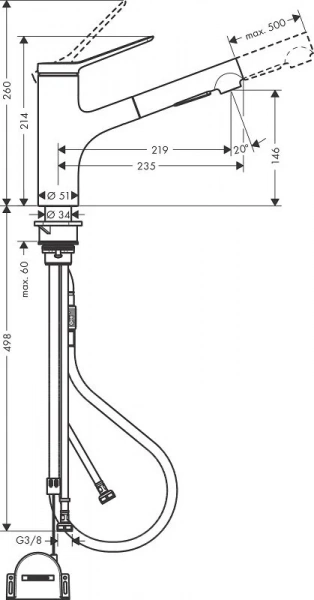 Фото смеситель для кухонной мойки hansgrohe zesis 74803670