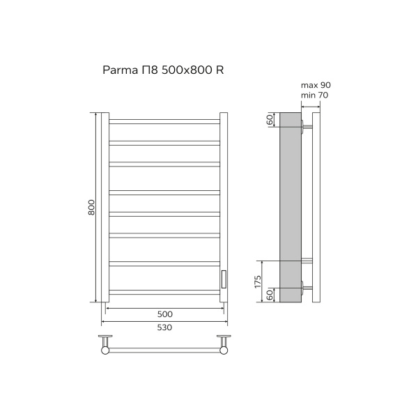 Фото электрический полотенцесушитель azario parma 50x80 см цвет: белый az10858w