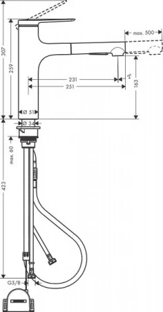 Фото смеситель для кухонной мойки hansgrohe zesis 74804000