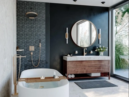 Фото напольный смеситель для ванны hansgrohe metropol 32532140