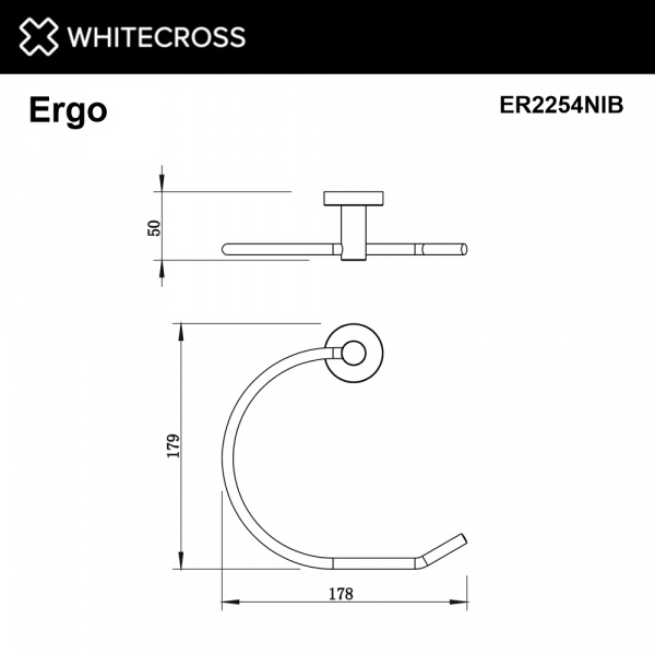 Фото полотенцедержатель кольцо whitecross ergo er2254nib, цвет: никель брашированный