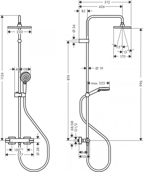 Фото душевая стойка hansgrohe vernis shape 26286000