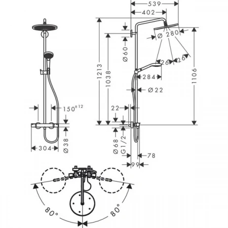 Фото душевая стойка hansgrohe croma select s 26891140