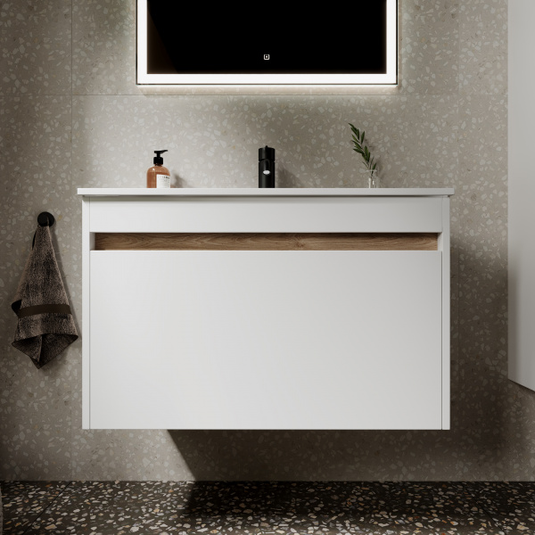 Фото тумба под раковину sancos smart 80 см, цвет: белый sm80w