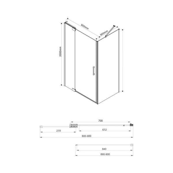 Фото душевой уголок vincea extra 90x90 см vsr-1e809090cl