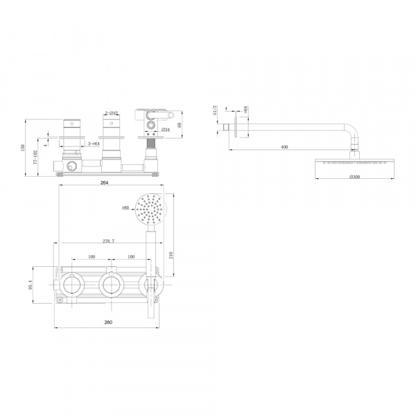 Фото душевой набор со встроенным смесителем abber wasser kreis 316 af8151bgg