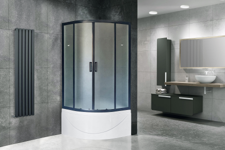 Фото душевое ограждение royal bath bk rb100bk-c-bl 100x100 см