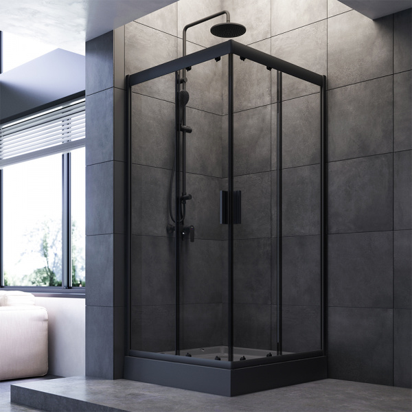 Фото душевой уголок am.pm gem square black edition 90х90 см w90g-403-090bt