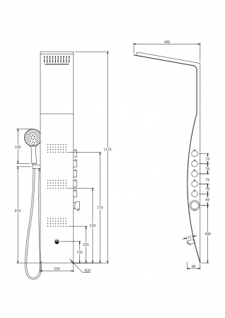 Фото душевая панель с гидромассажем taliente a04 ta-g-a04bb+s