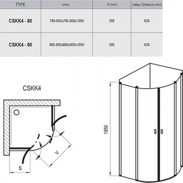 Фото душевое ограждение ravak chrome cskk4 80x80 см 3q140c00z1