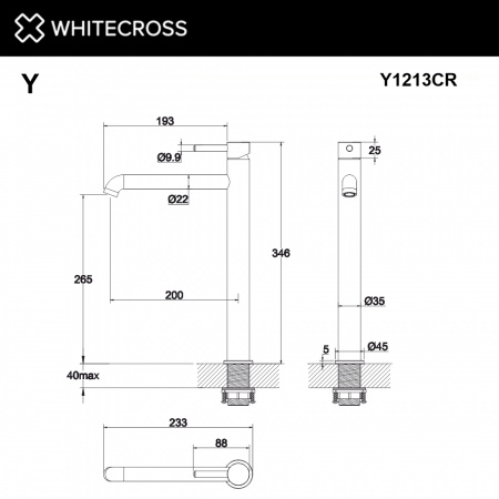 Фото смеситель для раковины whitecross y y1213cr, цвет: хром