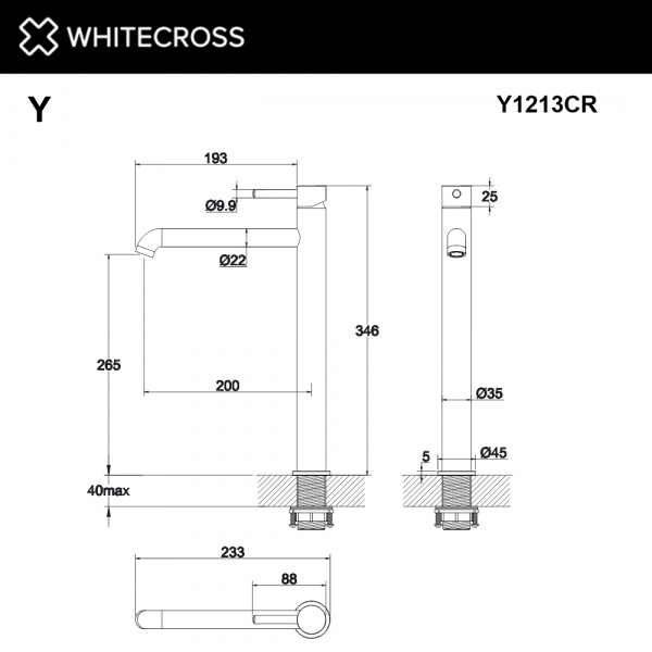 Фото смеситель для раковины whitecross y y1213cr, цвет: хром