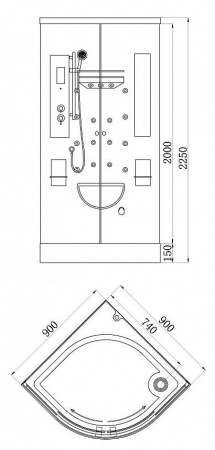 Фото душевая кабина bandhours space 90x90 см