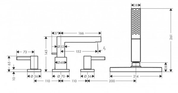 Фото смеситель на борт ванны hansgrohe finoris 76444670