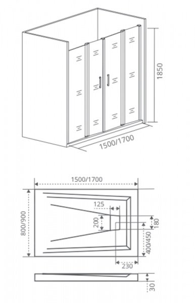 Фото душевая дверь good door infinity wtw-td-170-g-ch 170 см ин00038