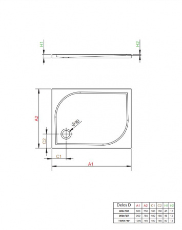 Фото поддон акриловый radaway delos d 90x75 см 4d97545-03