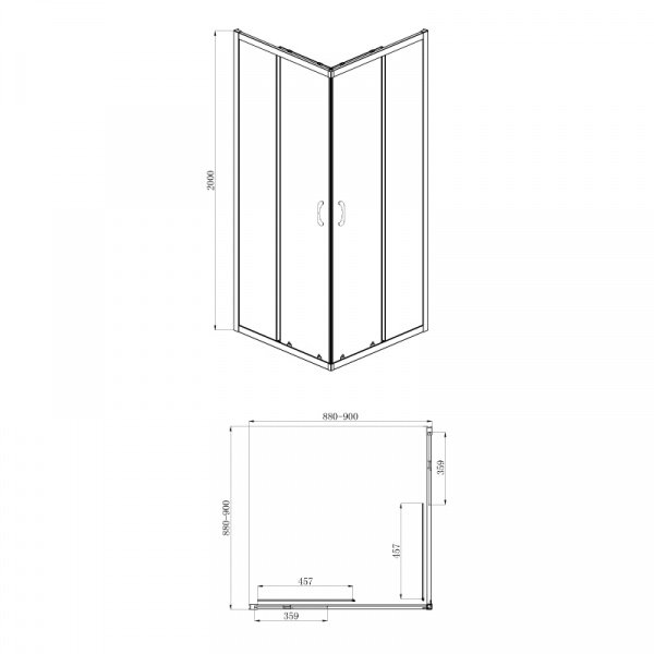 Фото душевое ограждение  azario milton  90x90 см az-nd1142 900 black