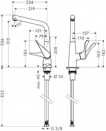 Фото смеситель для кухни hansgrohe metris 14822800