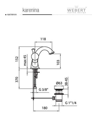 Фото смеситель для раковины webert karenina, цвет: хром ka700102015