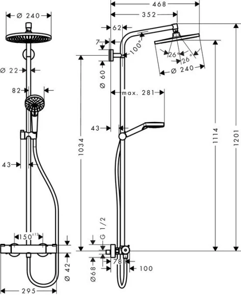 Фото душевая стойка hansgrohe crometta 27268000