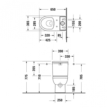 Фото унитаз моноблок безободковый duravit durastyle basic 65 см 2182090000