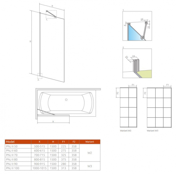 Фото шторка radaway idea black pnj 100 frame 100 см 10001100-54-56