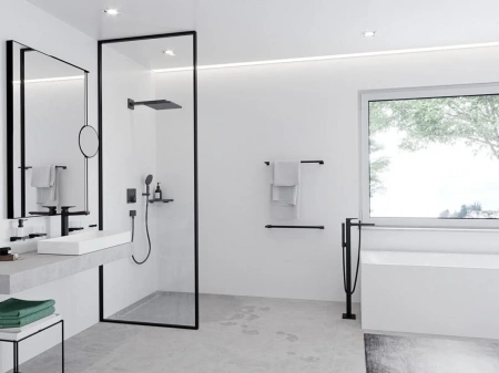 Фото напольный смеситель для ванны hansgrohe metropol 32532670