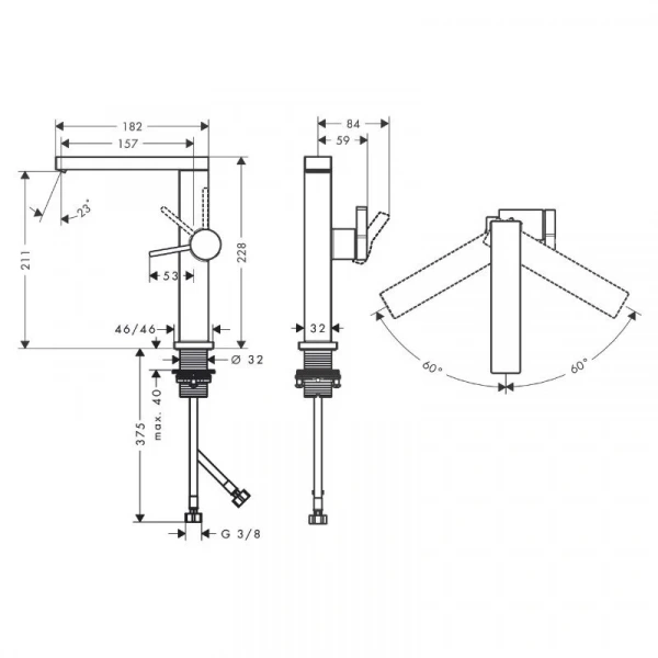 Фото смеситель для раковины hansgrohe tecturis e 73060000