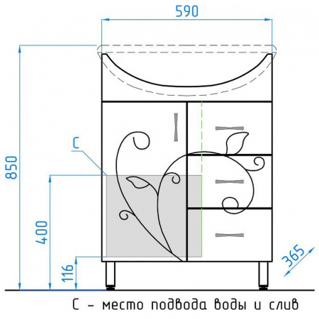 Фото тумба под раковину style line эко фьюжн 65 см лс-00002285