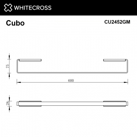 Фото полотенцедержатель 60 см whitecross cubo cu2452gm, цвет: оружейная сталь