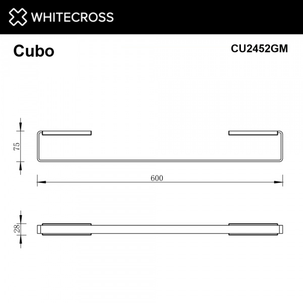 Фото полотенцедержатель 60 см whitecross cubo cu2452gm, цвет: оружейная сталь