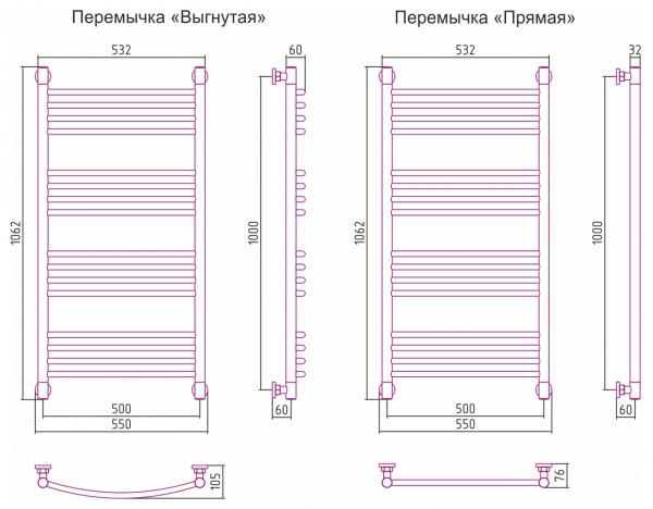 Фото водяной полотенцесушитель сунержа богема+ 100x50 см 00-0220-1050