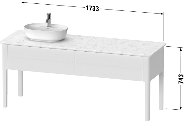 Фото тумба под раковину duravit luv 173 см, цвет: темно-серый матовый лак lu9563l6060