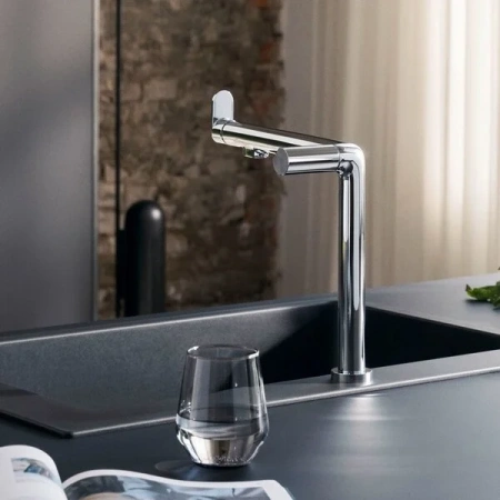 Фото смеситель для кухонной мойки hansgrohe aqittura sodasystem 76810000