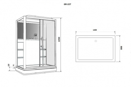Фото душевая кабина grossman 120x90 см gr-227 l/r